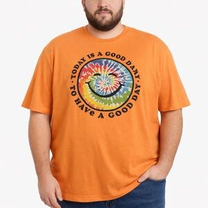 Life Is Good Tie Dye Smiley Today is a Good Day Crusher Tee Bright Orange XXXL